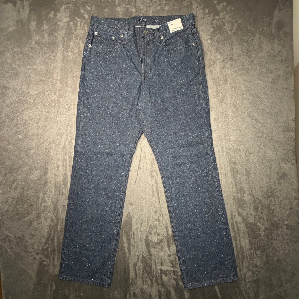 J.Crew 84 Straight Jeans Womens 28 Dark Indigo Blue Glitter Sparkle Metallic NEW